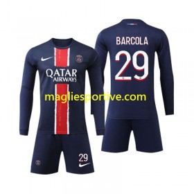 Completo Calcio Paris Saint Germain Bradley Barcola 29 Bambino Divisa Prima 2024-2025 ML